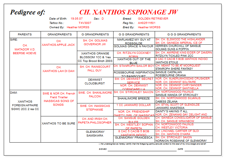 Espionage pedigree